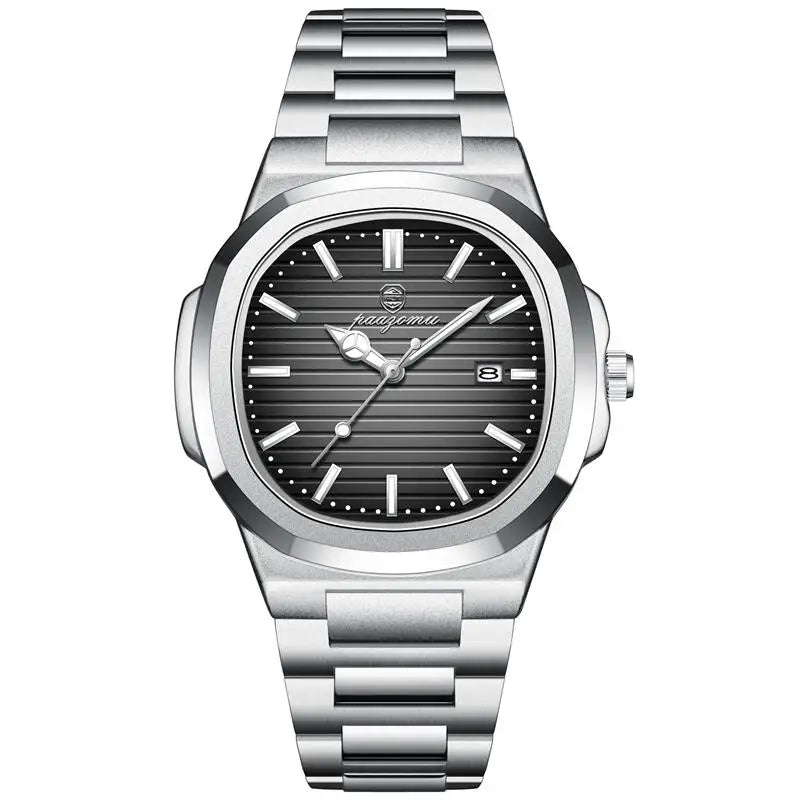 Reloj de pulsera de cuarzo PAAZOMU Business Casual para hombre, impermeable, con manecillas luminosas, correa clásica y duradera, reloj de moda para el trabajo diario