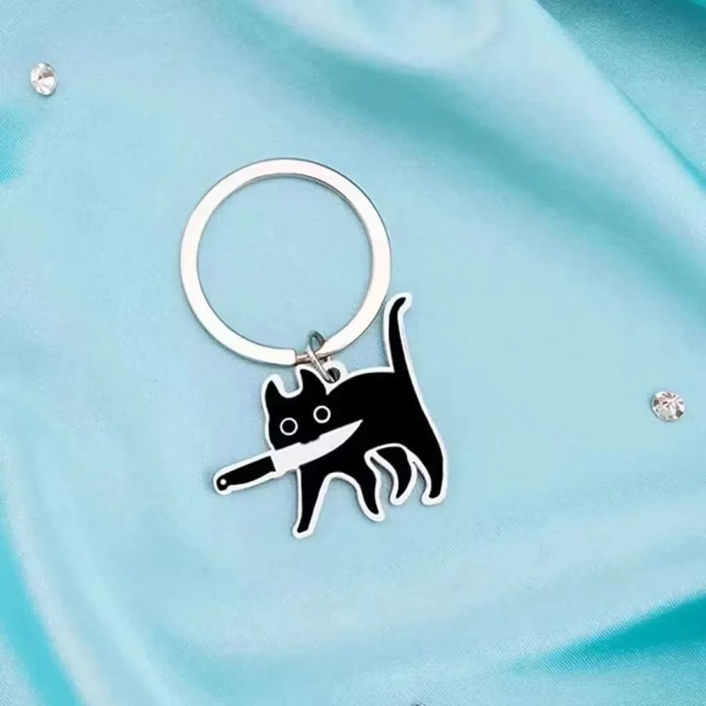 Niedlicher Cartoon-Katzen-Schlüsselanhänger – Schwarzer Kätzchen-Messer-Anhänger für Schlüssel, Tasche, Schmuck – Großhandel Tier-Schlüsselanhänger Geschenk