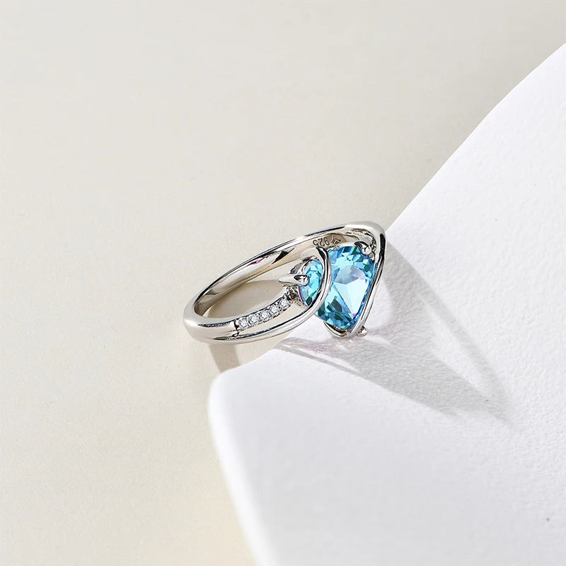 MINTYBOX S925 Sterlingsilber Herz 2.0ct Rubin Ring für Damen Lab Created Spinell Verlobungs-Hochzeitsringe Luxus Feiner Schmuck