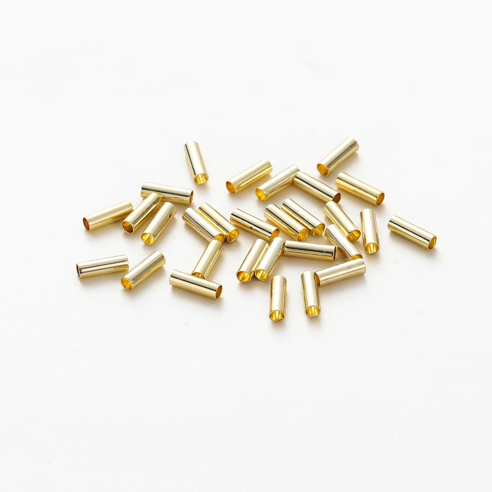 100 Stück 14K 18K vergoldete Messing Nudel Rohr Zylinder Gerade Perlen 5 6 7mm Abstandhalter lose Perlen für DIY Armband Schmuckherstellung