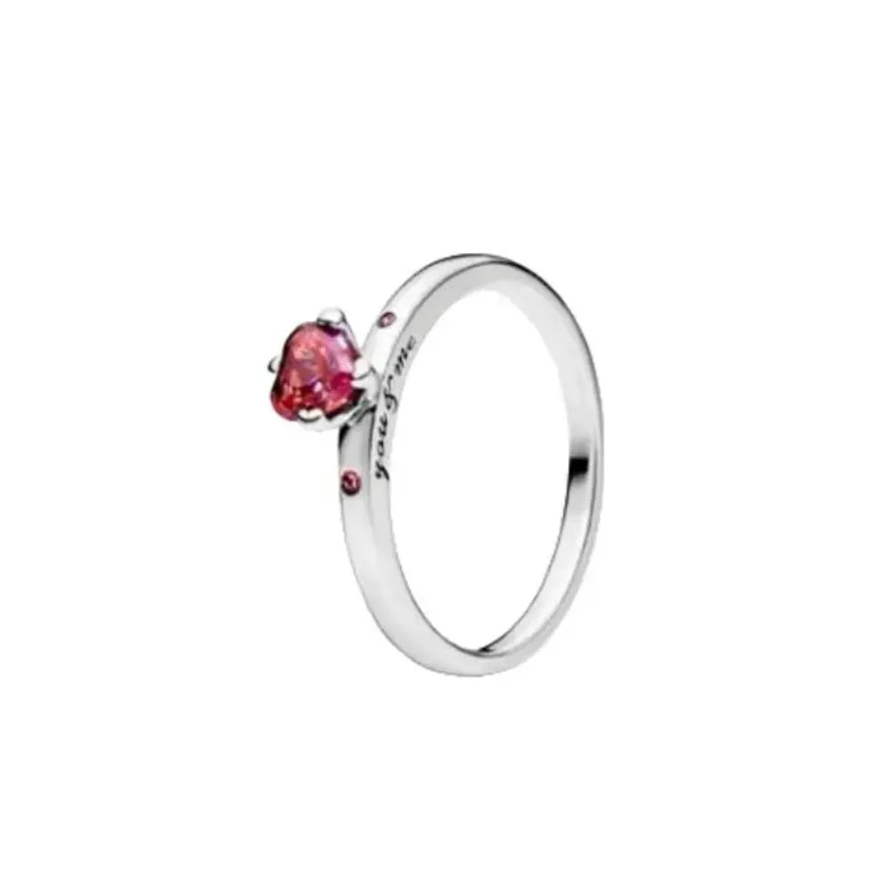 925er Silber Ring Heißer Verkauf Muttertag Mama Größe 6 7 8 9 Rot Blauer Stein Schmuck Charm Passender DIY Geburtstagsgeschenk