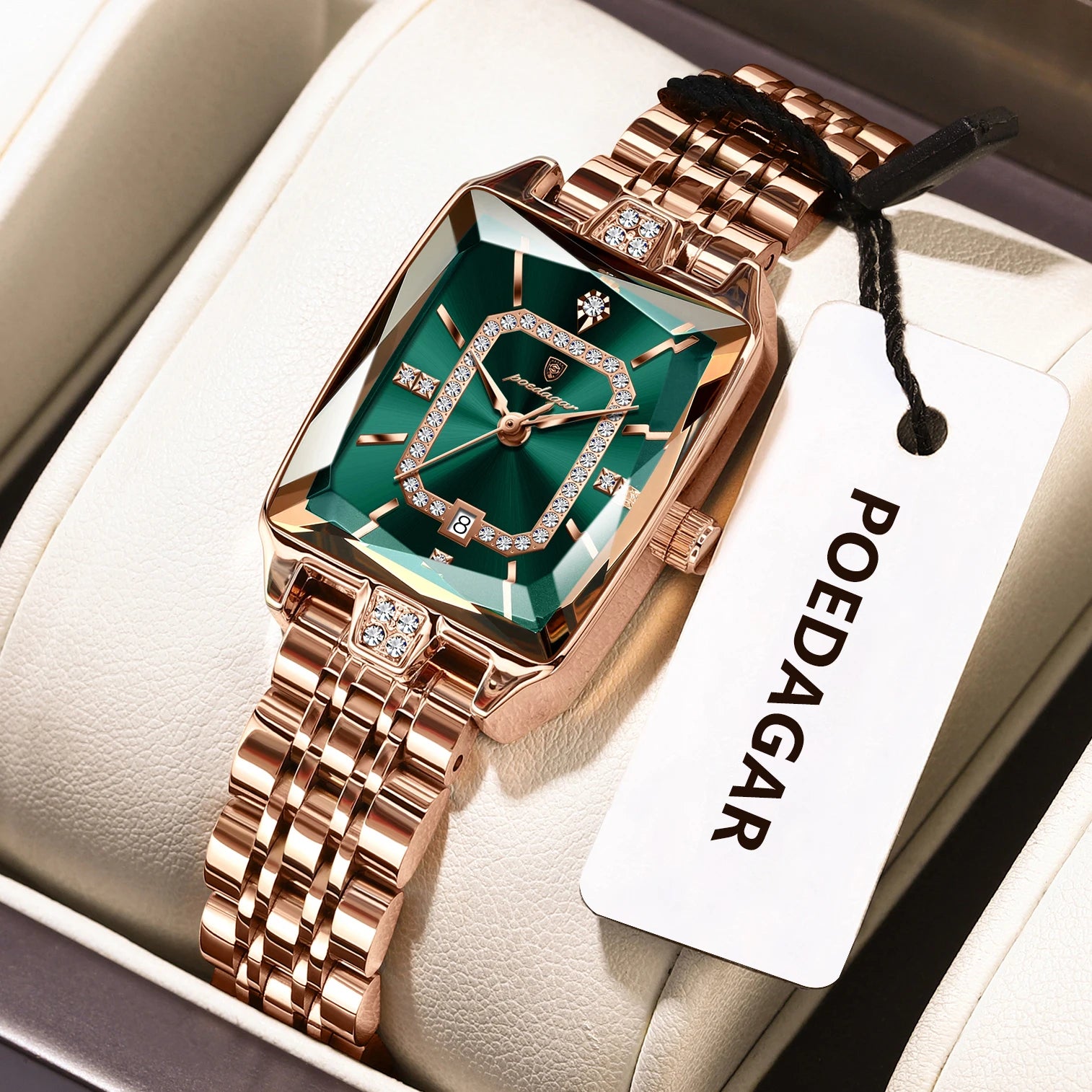 POEDAGAR Marca de Lujo Reloj de Pulsera para Mujer Impermeable Acero Inoxidable Fecha Reloj de Mujer Informal Moda Cuarzo Relojes de Mujer Reloj