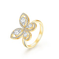MINTYBOX Schmetterling Moissanit Ring für Damen Massiv 10k 14k Weißgold Tropfenschliff 6*4mm Besteht Diamantentest Verlobungsfeinschmuck