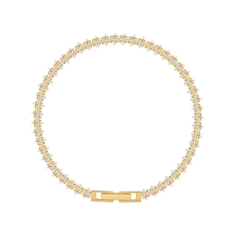 Luxus römische Kristall geometrische Kettenarmbänder für Frauen Trendige Goth Voll Strass Marquise Charm Tennis Armband Hochzeit Schmuck
