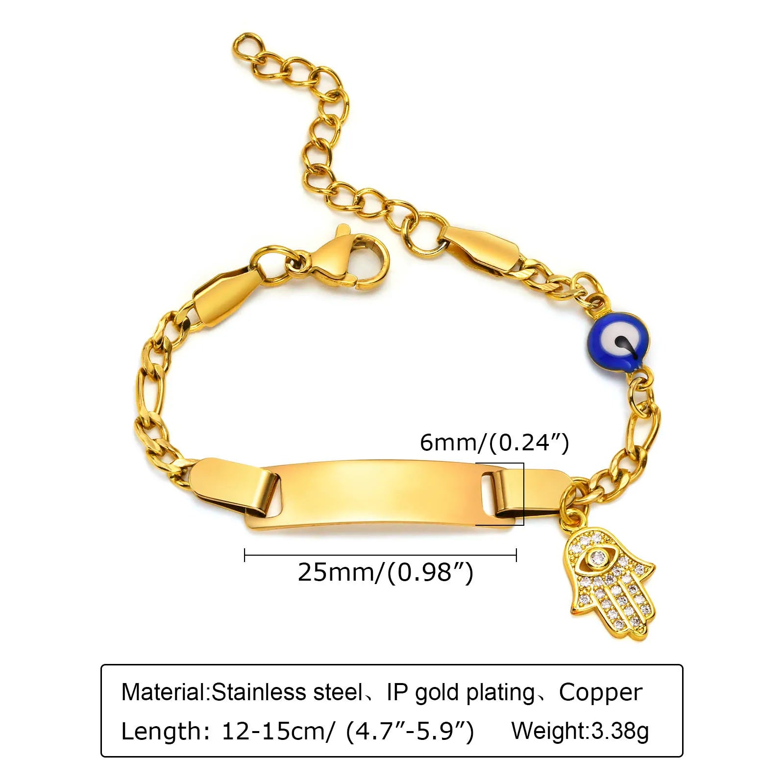 Individuelles personalisiertes Namens-ID-Armband für Mädchen und Jungen, Edelstahl-Gliederketten-Kronenarmband, nicht allergisch