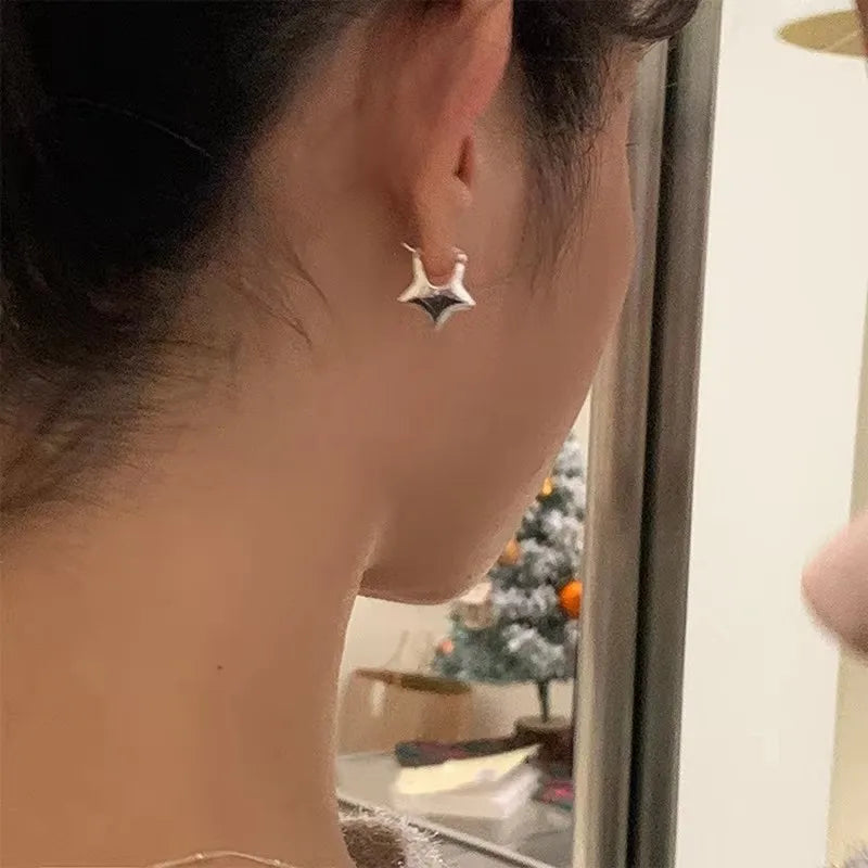Pendientes de estrella sencillos vintage de plata de ley 925 para mujer, joyería de moda, previenen alergias, accesorios de fiesta, regalo