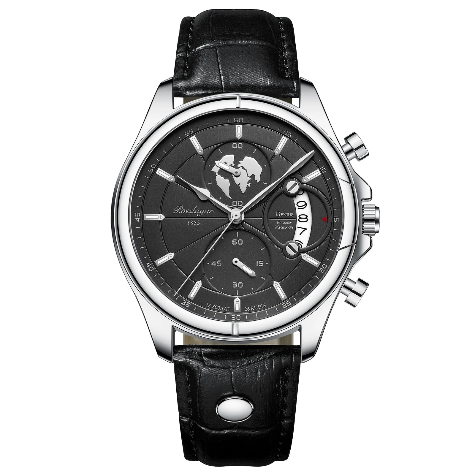 POEDAGAR Lujo Hombre Reloj de Pulsera Cronógrafo Fecha Impermeable Cuero Reloj Hombre Casual Cuarzo Relojes de Hombre Deportes Reloj Masculino