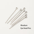 100 unidades/lote de 16-50 mm chapados en oro de 14K y 18K, alfileres de cabeza redonda para hacer joyas, accesorios de latón, metal, alfileres de cabeza plana y de ojal