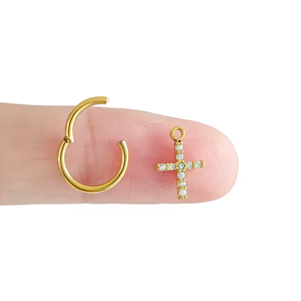 Wassertropfen Anhänger Muschelring ASTM F136 G23 Titan Piercings Mondblumen Scharniersegment Clicker Tropfen Helix Ohrringe