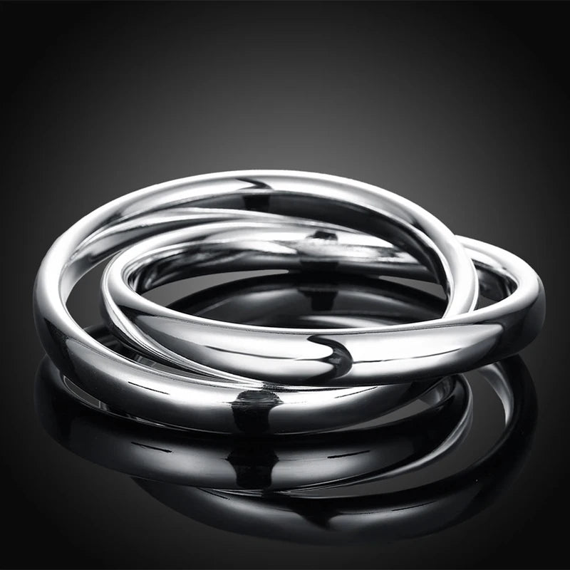 Aravant Pulseras de doble círculo de plata 925 para mujeres y hombres, joyería de moda