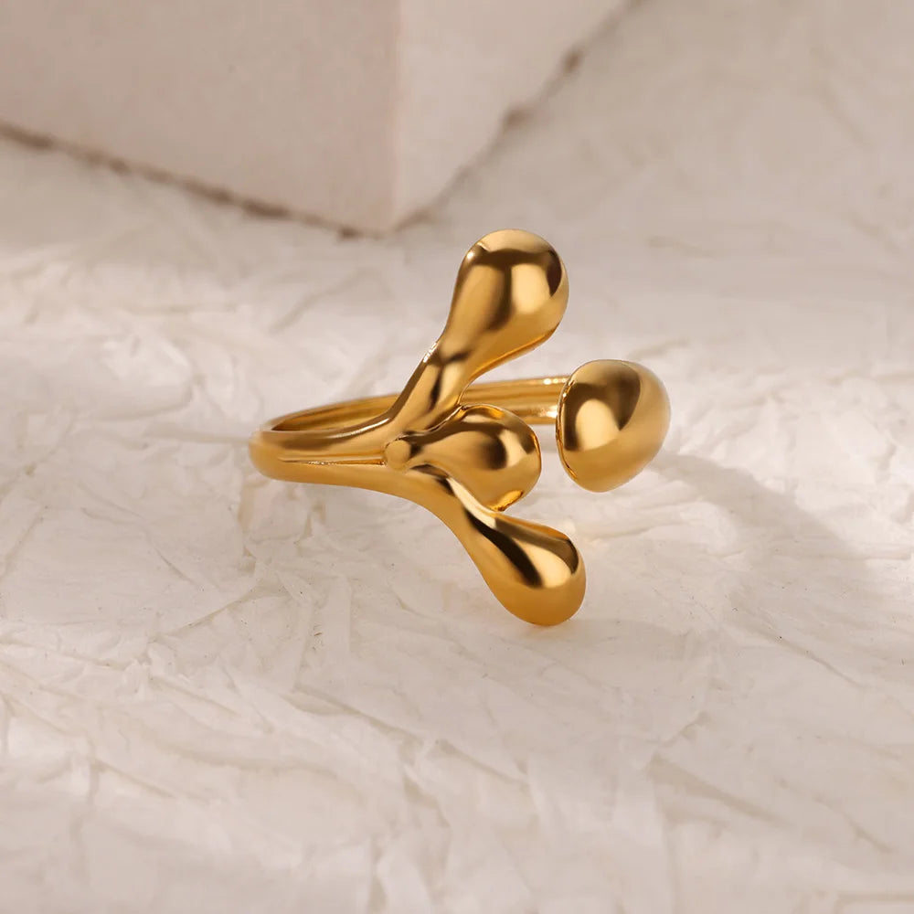 Anillos de doble corazón para mujer, color dorado, acero inoxidable, anillo abierto ajustable, joyería estética de moda para fiesta o boda, regalo