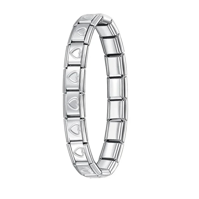 Hapiship Neue Damen Schmuck 9mm Breite Italienisches Elastisches Charm Armband Mode Edelstahl Armreif ST-