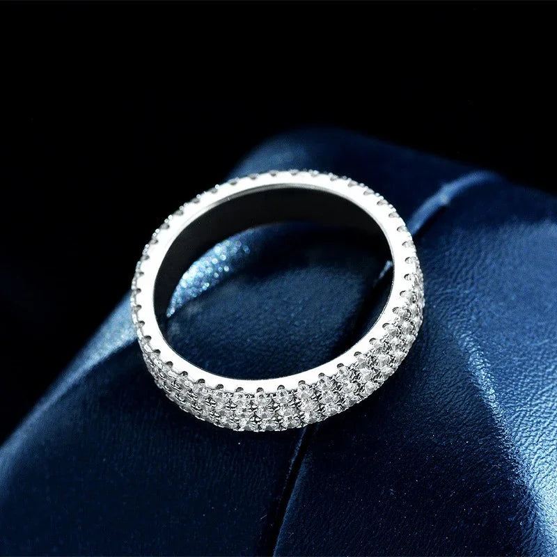 NeeTim Voll-Moissanit-Ring Sterlingsilber 925 vergoldet Hochzeitsverlobungs-Eternity-Band Patry Luxusschmuck für Damen