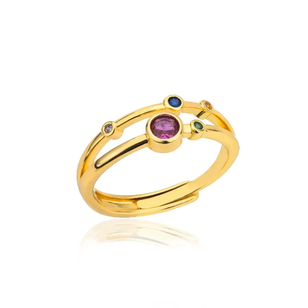 Anillos redondos pequeños y coloridos para mujer, de acero inoxidable, color dorado, ajustables, anillo de boda, joyería estética de lujo, regalo para pareja