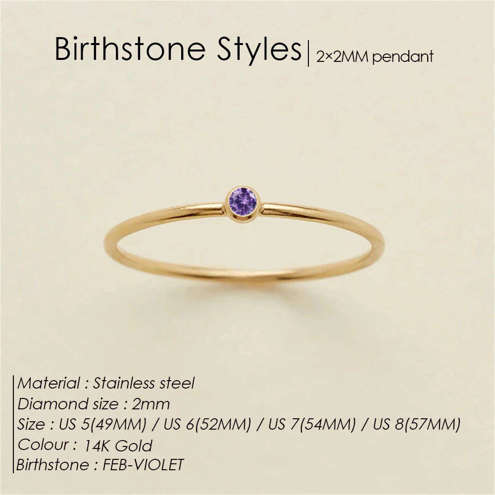 eManco Edelstahl Geburtssteinring Goldfarben Schlichter Modestil Für Damen Festival Party Geschenk