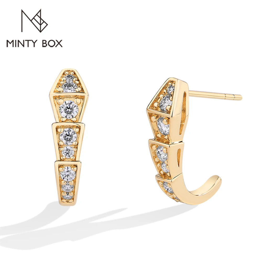 MINTYBOX Pendientes de tuerca Snake Moissanite para mujer Pendientes de diamantes de plata de ley S925 Joyería fina de lujo para compromiso y boda