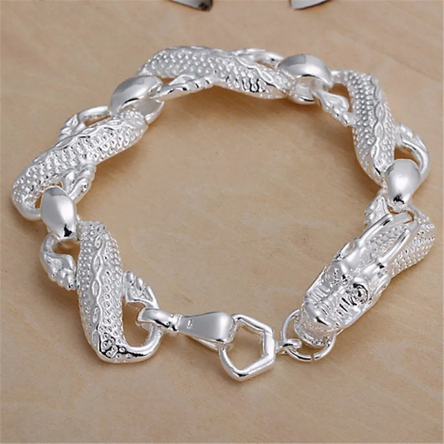 925 Sterling Silber exquisites massives Kettenarmband Mode Charms Frauen Männer massiv Hochzeit süße schlichte Modelle Schmuck