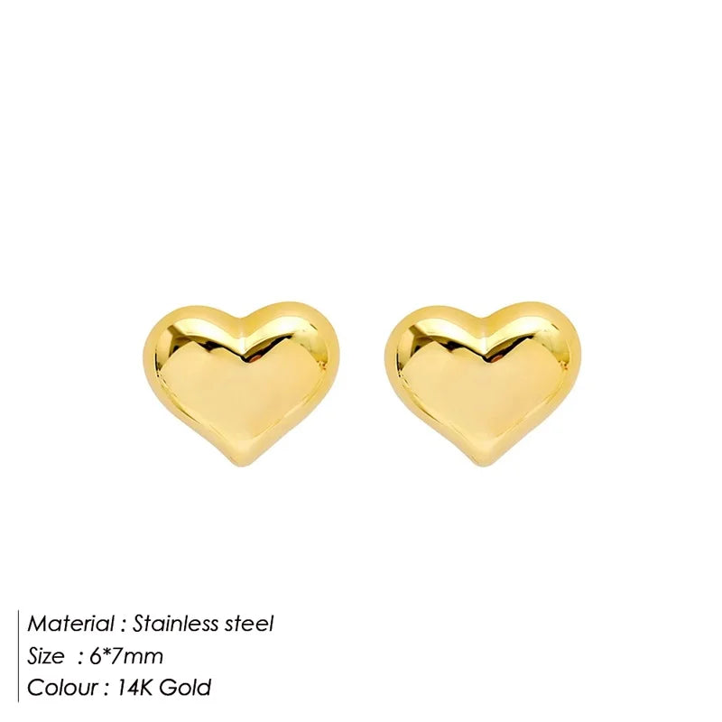 Pendientes de tuerca de acero inoxidable SUNIBI para mujer, color dorado, color plateado, pendientes sencillos, aros gruesos y lisos para esposas, joyería de moda.