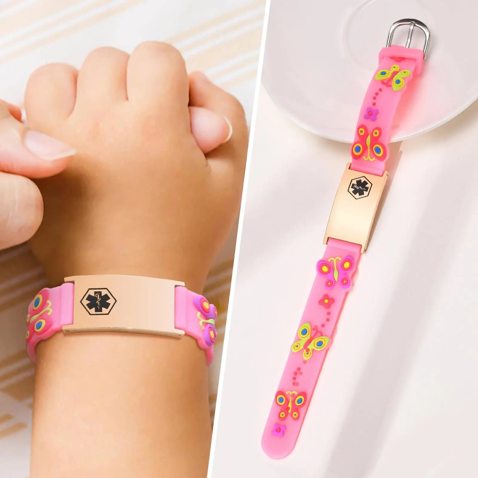 Personalisiertes Ausweiskettchen für kleine Mädchen und Jungen, Silikonarmband verstellbar, Gravierte Zitate Inspirierendes Geschenk
