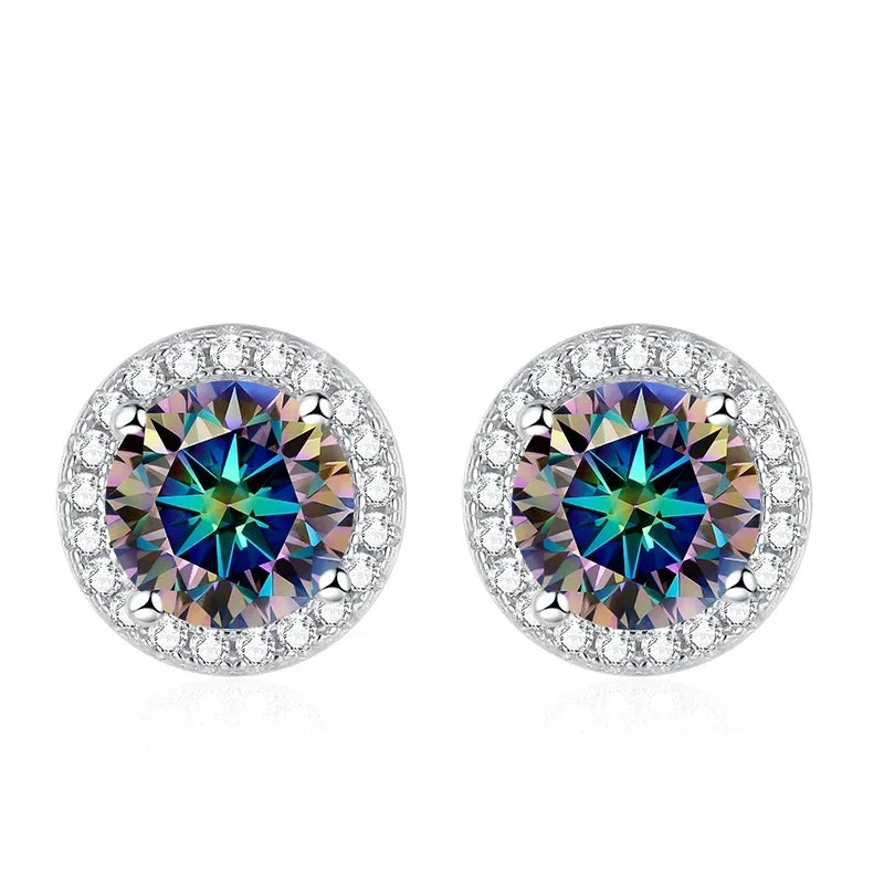 NeeTim Moissanite Ohrstecker für Damen 925 Sterling Silber Grün Blau Pink Rot Schwarz Blau Funkelnde Moissanite Ohrstecker