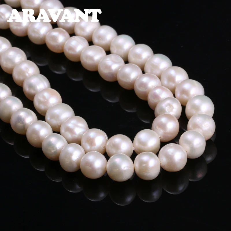 Cadena de collar de perlas de agua dulce de 8 mm de plata 925 Aravant para mujer, joyería de moda