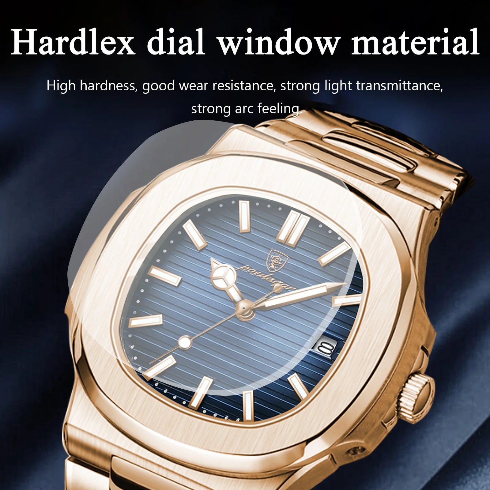 POEDAGAR Reloj de Cuarzo Cuadrado de Moda para Hombre, Impermeable, Luminoso, con Fecha, de Acero Inoxidable, Reloj de Hombre de Negocios de Lujo
