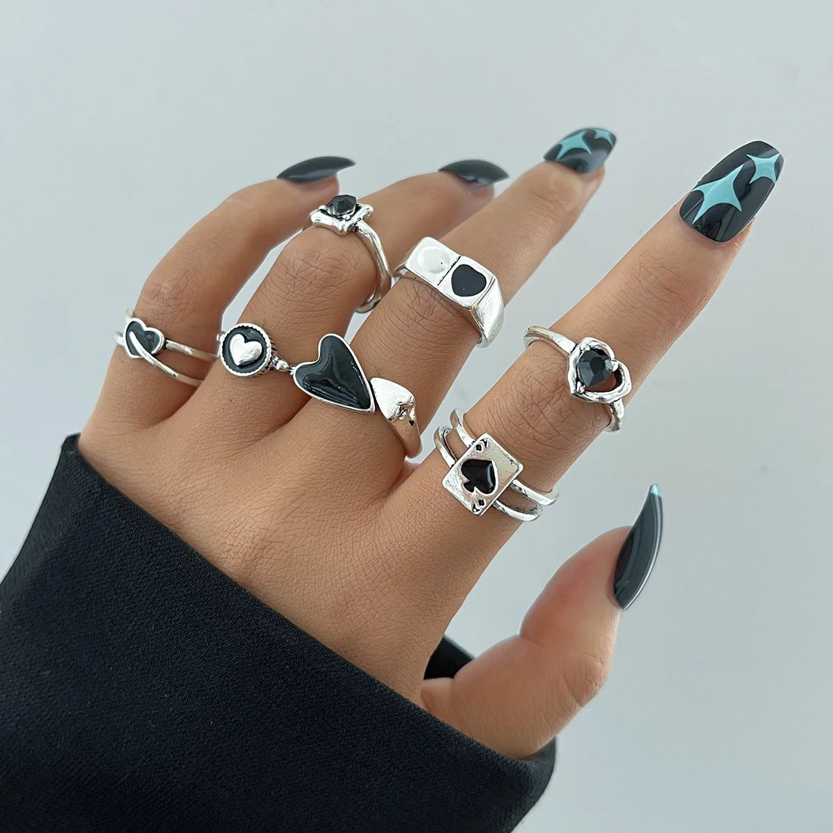 Punk Gothic Skelett Unisex Ring Set Grunge Schmetterling Frosch Frau Mann Schmuck Hip Hop Party Street Ring 2024 Neues Schmuckgeschenk