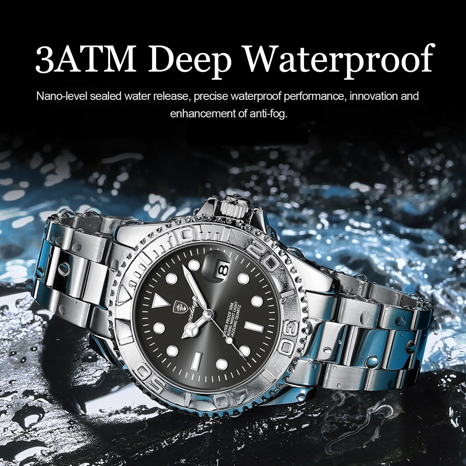 POEDAGAR Top Luxury Reloj para Hombre Impermeable Luminoso Fecha Reloj de Hombre de Acero Inoxidable Reloj Masculino Deportes Moda Relojes de Cuarzo para Hombre