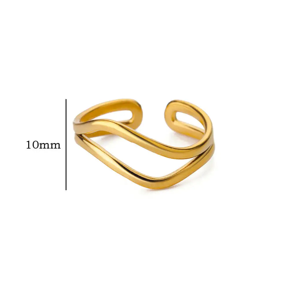 Anillos abiertos minimalistas de acero inoxidable para mujer, color dorado, para boda, anillo estético, accesorios de joyería de diseño, BFF