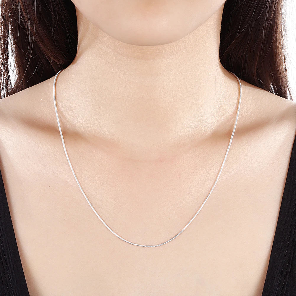 10 unidades de collar de cadena de serpiente fina de plata de ley 925 de 1 mm para hombre y mujer, 16-30 pulgadas, para fiestas, bodas, joyería, regalos