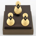 Pendientes de moda Joyería para mujer Pendientes de clip chapados en oro de 18 quilates y anillo de dedo Regalo de fiesta para conjunto de joyas de cobre africano de Dubái
