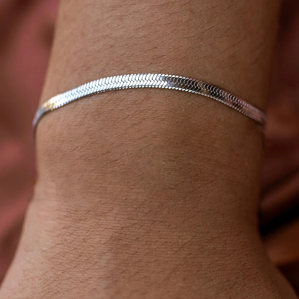 COLALA Simple Boutique Schmuck Edelstahl Flache Schlangenkette Armband Verstellbar Damen Accessoires Großhandel Kein Ausbleichen der Farbe