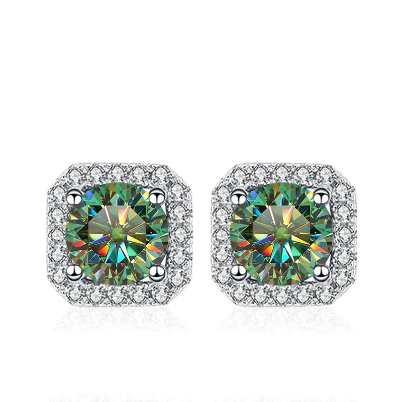 NeeTim 0.5ct 1ct Rosa Moissanit Ohrstecker für Damen 925 Sterling Silber Schwarz Blau Grau Funkelnde Labor Diamant Ohrringe