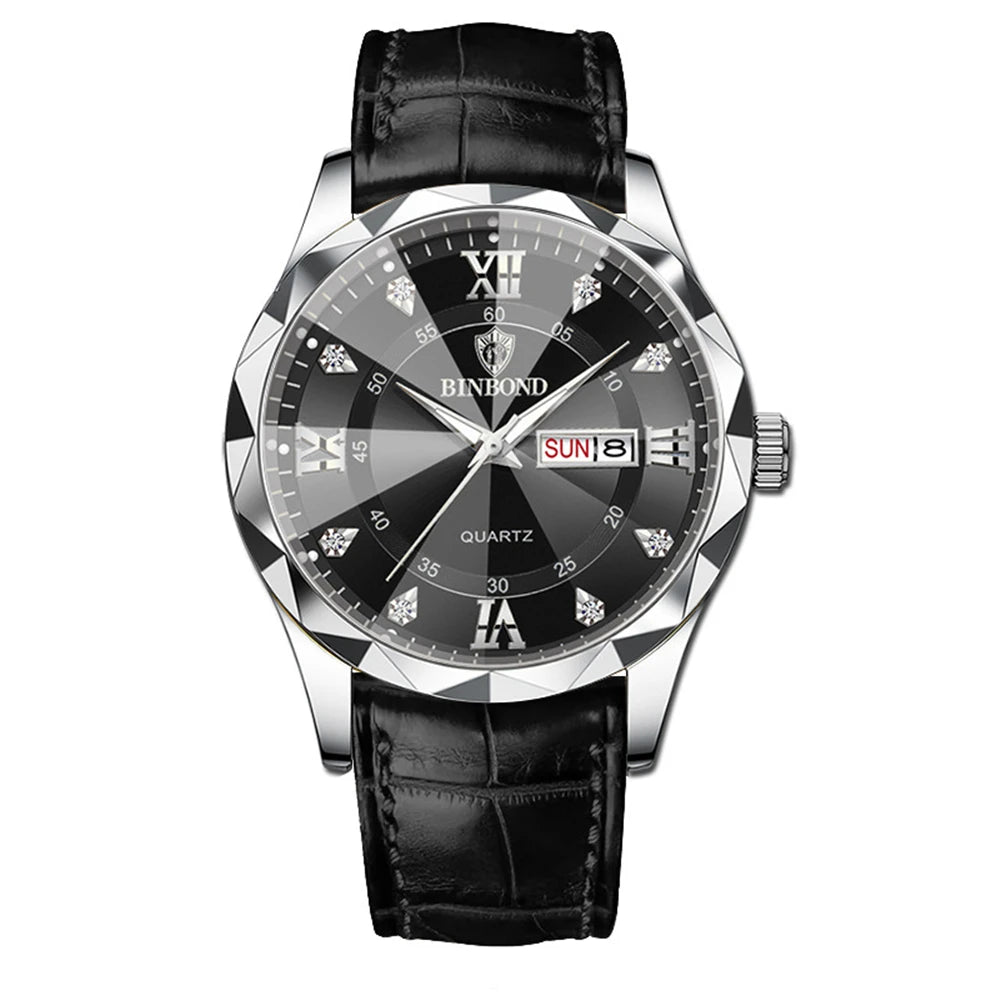 Nuevo Oro Negocios Cuero Casual Diamante Reloj Hombres Lujo Relojes Automáticos Relojes de Pulsera de Moda para Hombres Cuarzo Orologi Uomo