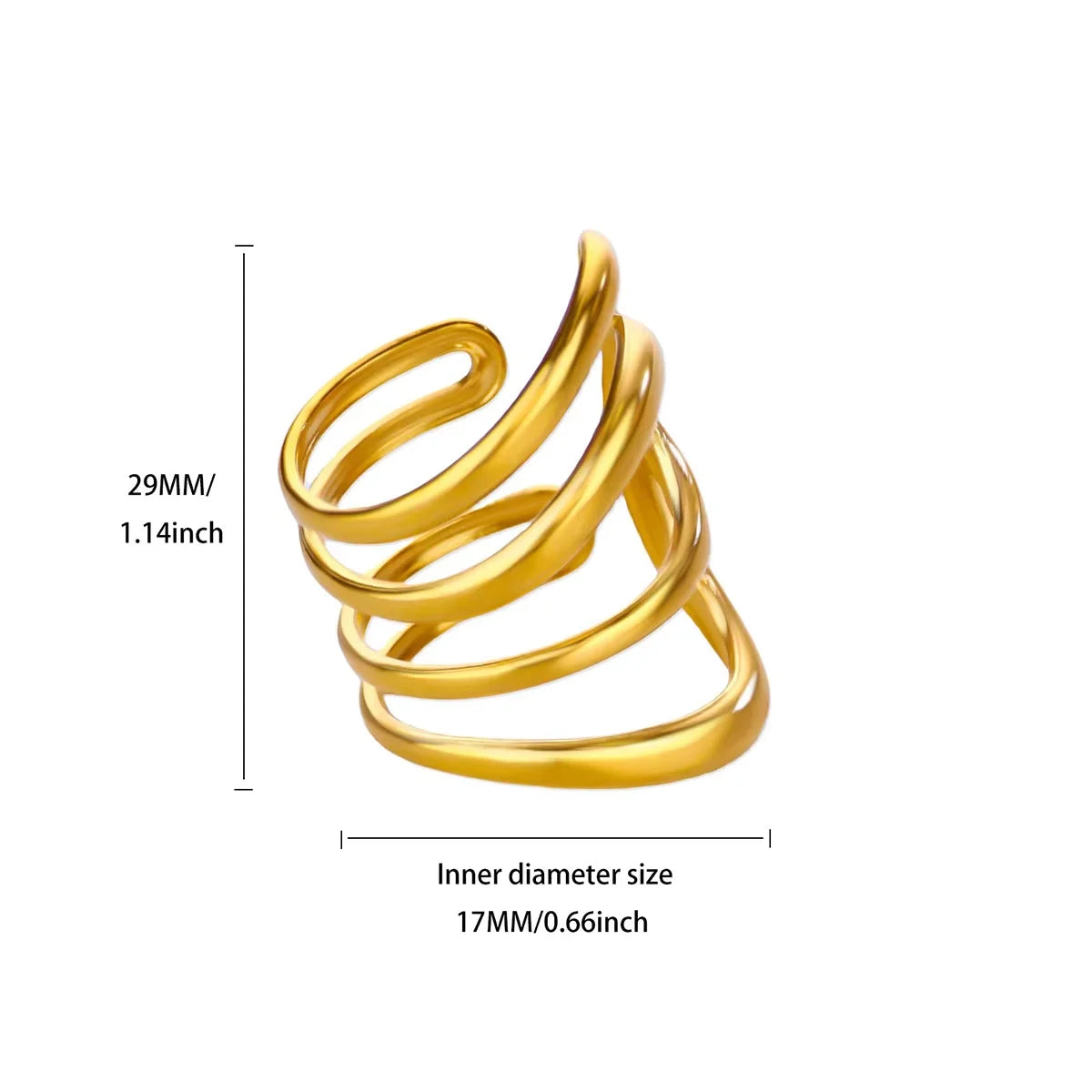 Edelstahl unregelmäßige Wellenringe für Frauen Kreativ Gold Farbe Verstellbarer offener Ring weiblicher Schmuck Punk Rapper Anillos Geschenke