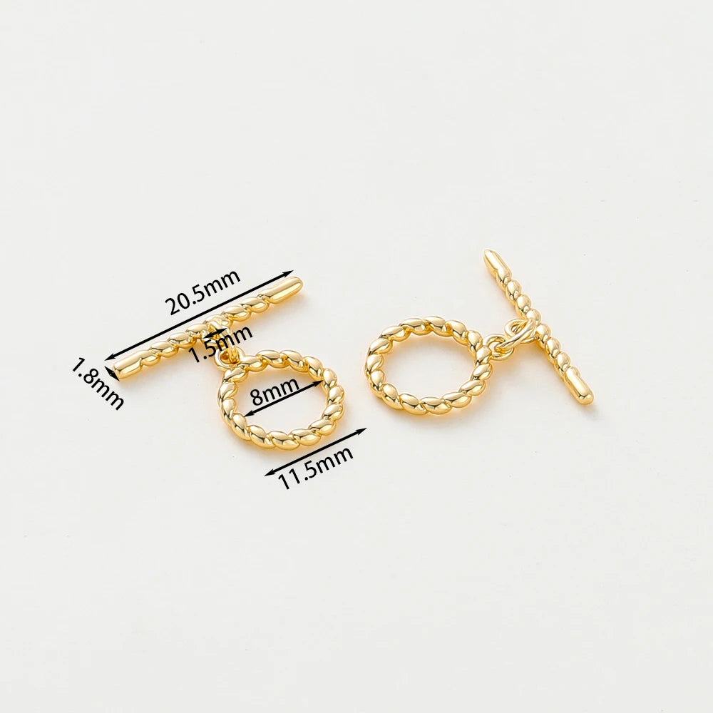 4 Sets 14K/18K Vergoldetes Messing O-Knebelverschluss-Verbinder für DIY Armband Halskette Schmuckherstellung Zubehör