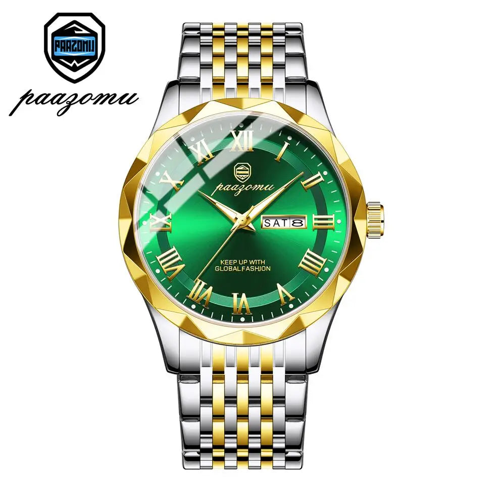 PAAZOMU Top Original Reloj de Hombre Impermeable Luminoso con Fecha Rectangular Reloj de Pulsera para Hombre Malla de Acero Inoxidable Relojes de Cuarzo para Hombre