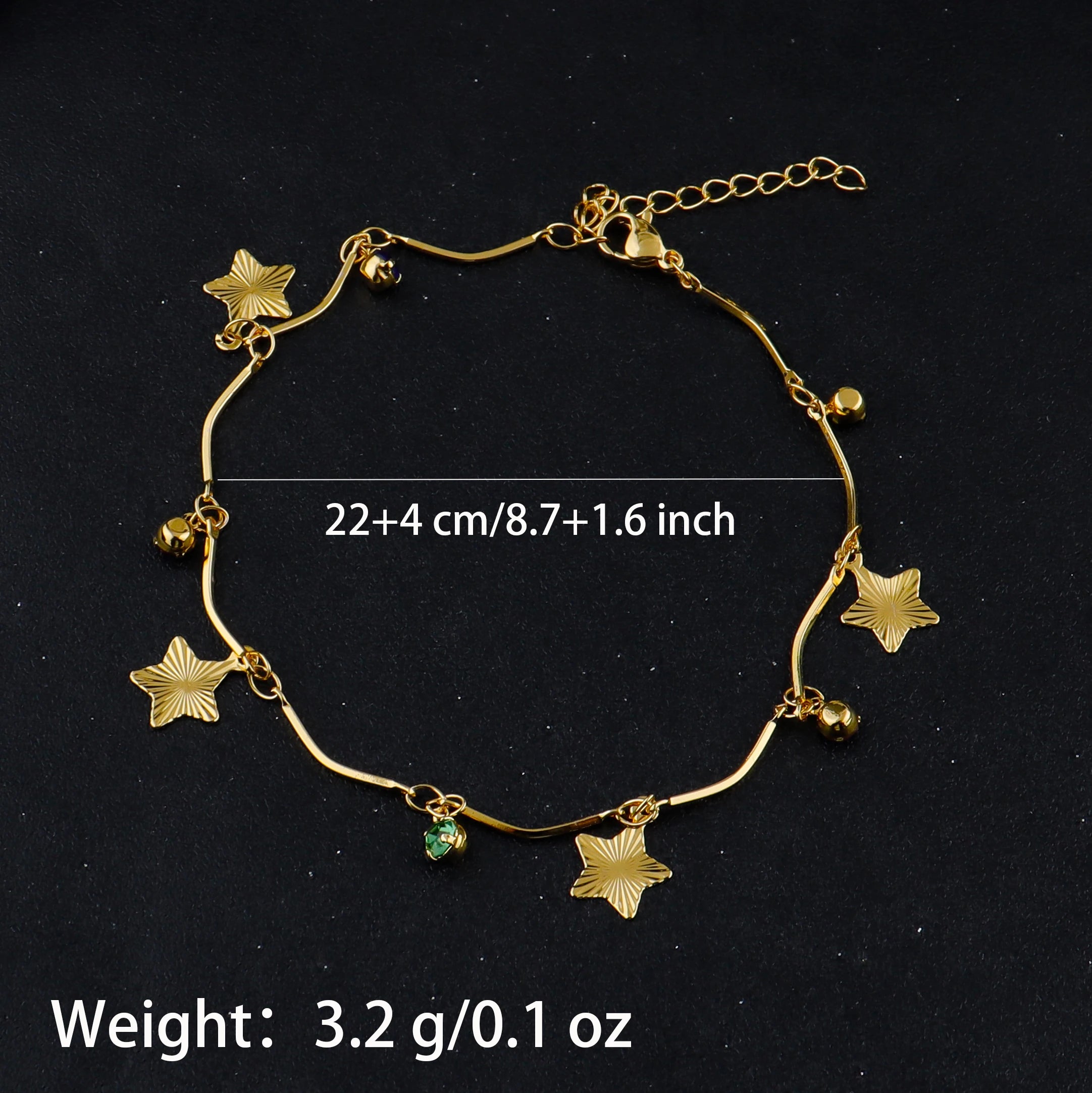 Damen Fünf-Stern Knöchelarmband Armkette Fußkette im böhmischen Stil Elegante Fußschmuck für Frauen Fußkettchen Accessoire