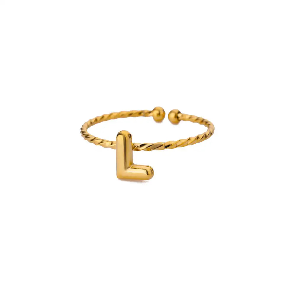 Süße klobige Initialenringe für Frauen, goldfarbener Edelstahl A-Z Buchstaben verstellbarer Ring, ästhetischer Hochzeitsschmuck, Geschenk
