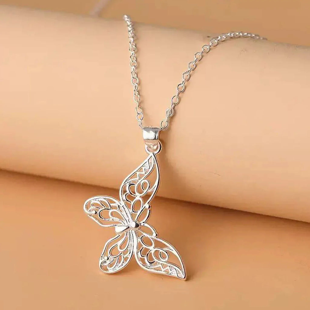 925 Sterling Silber Schmetterling Anhänger Halskette Schlangenkette für Frauen Hochzeit Verlobung Schmuck