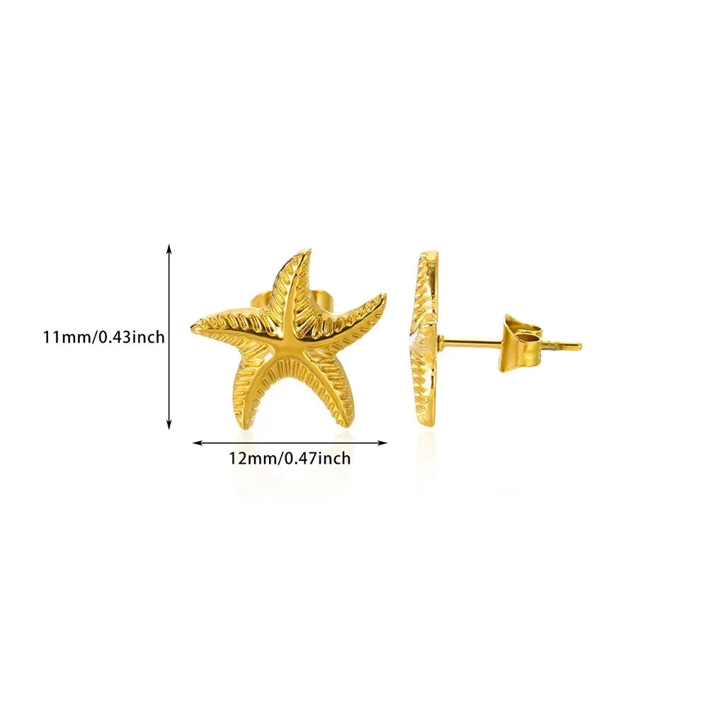 Wassertropfen Zirkon Sterne Ohrstecker für Frauen Edelstahl Gold Farbe Statement Ohrringe 2023 Damen Weihnachts Schmuck Geschenk