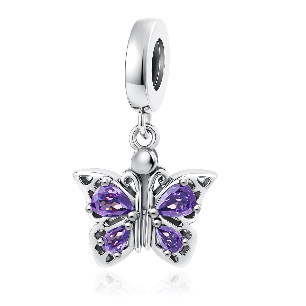 2026 925 Silber Blume, Schmetterling, Highland-Kuh, Motorrad-Anhänger passend für europäisches Original-Armband DIY Schmuck Exquisiter Schmuck