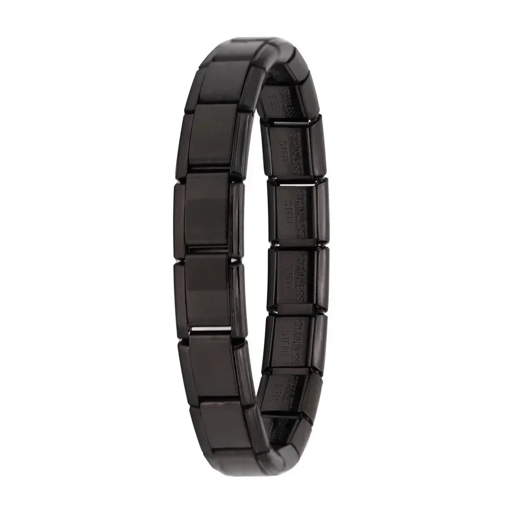 Hapiship Neue Damen Schmuck 9mm Breite Italienisches Elastisches Charm Armband Mode Edelstahl Armreif ST-