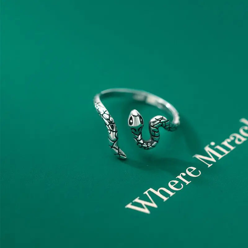 925 Sterling Silber Schlangen-Ringe verstellbar für Damen, Verlobung, Hochzeit, Schmuckgeschenk weiblich, Schmuck