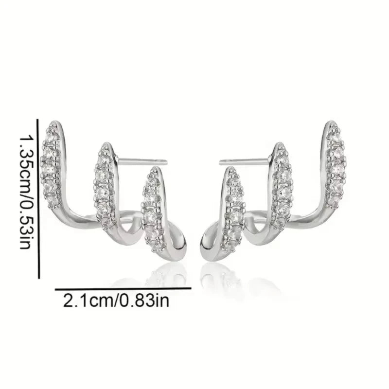 Exquisite silberfarbene Krallenfassungs-Ohrstecker mit Kristall Modernes Design Vielseitige Mode-Accessoires Damen Schmuck