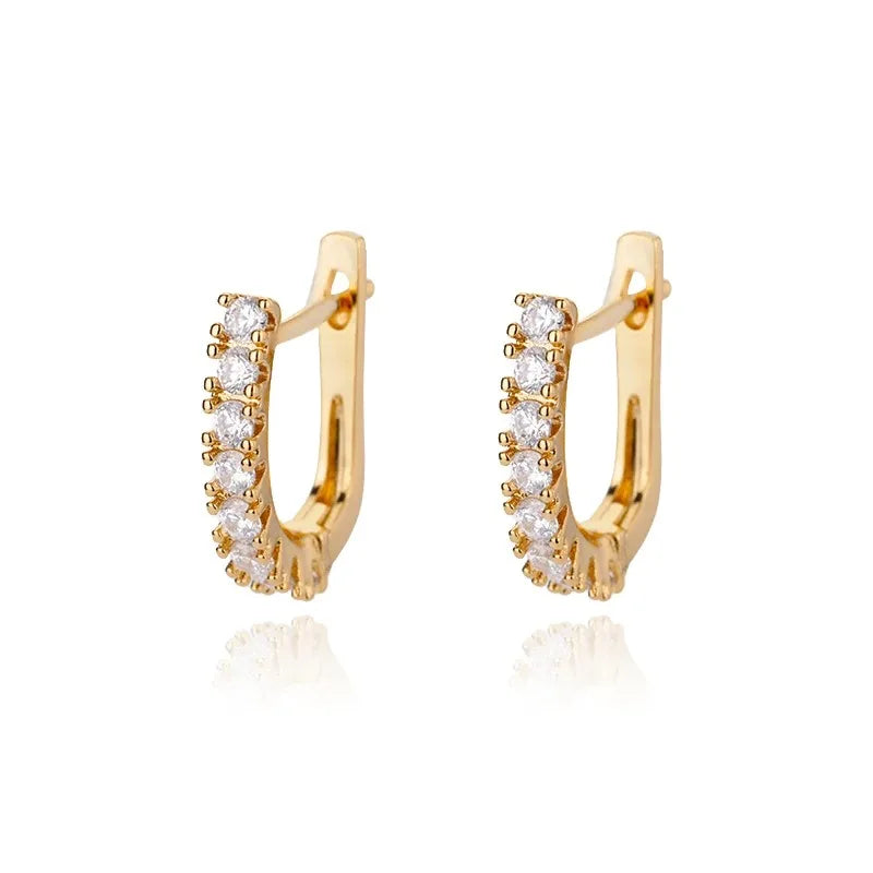 Zirkonia U-förmige Ohrstecker für Frauen, Edelstahl, geometrische Ohrringe, Schmuck, Hochzeits-/Geburtstagsgeschenk