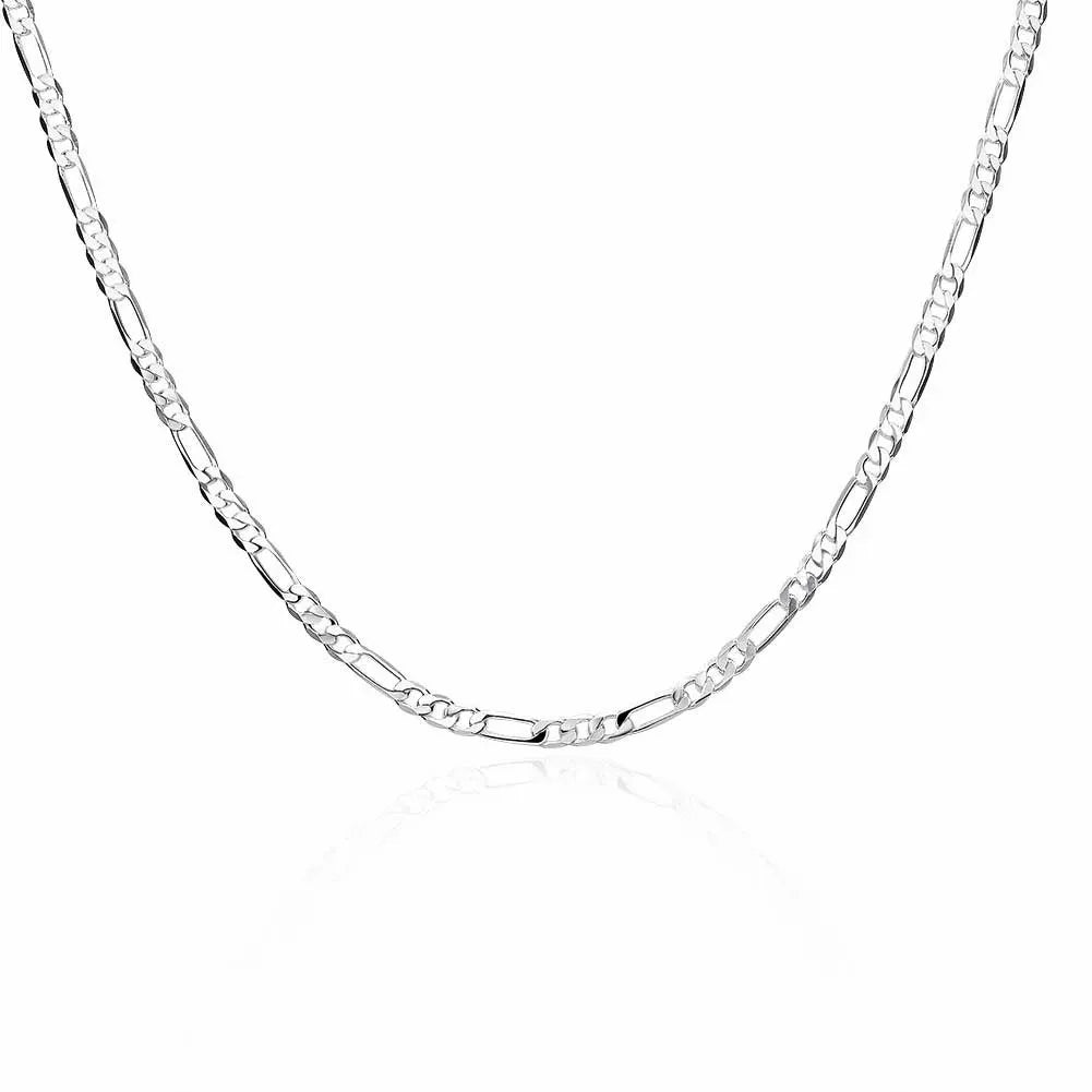 ALIZERO 40-75cm Plata 925 4mm Cadena Figaro Collar para Mujeres Hombres Collar Largo Joyería Hip Hop Regalo