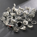 24-teiliges Gothic-Skelett-Unisex-Ring-Set Punk Grunge Schmetterling Frosch Damen Herren Schmuck Hip Hop Party Street Ring Accessoires Geschenk