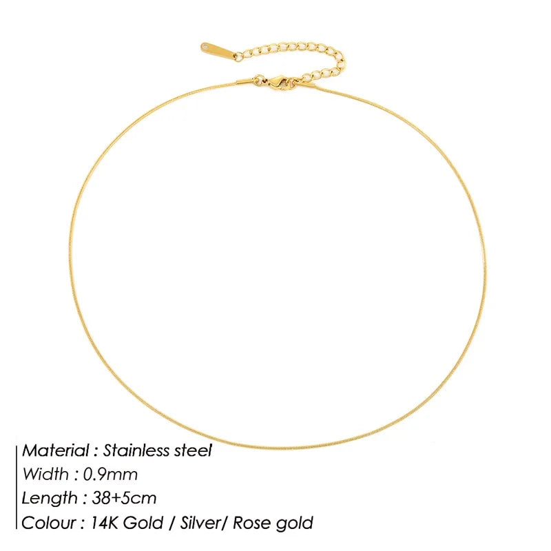 SUNIBI Stainless Steel Necklaces for Women Gold Color Basic Punk Link Chain Necklace Solid Metal Jewelry Wholesale/dropshipping