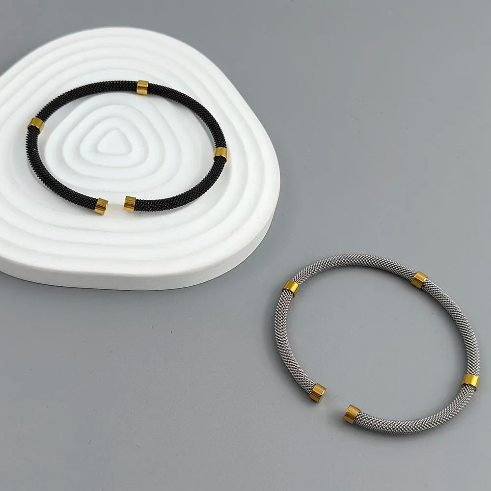 Neues Armband aus Edelstahlgewebe, vergoldet 18K, hochwertiges wasserdichtes Pärchen-Armband, Geschenk für die Ehefrau
